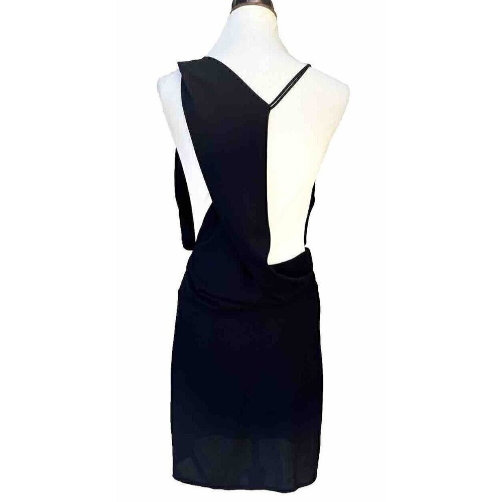 Lioness Women's Black Chiffon Asymmetric Shoulder Midtown Mini Dress Size L - Picture 9 of 14